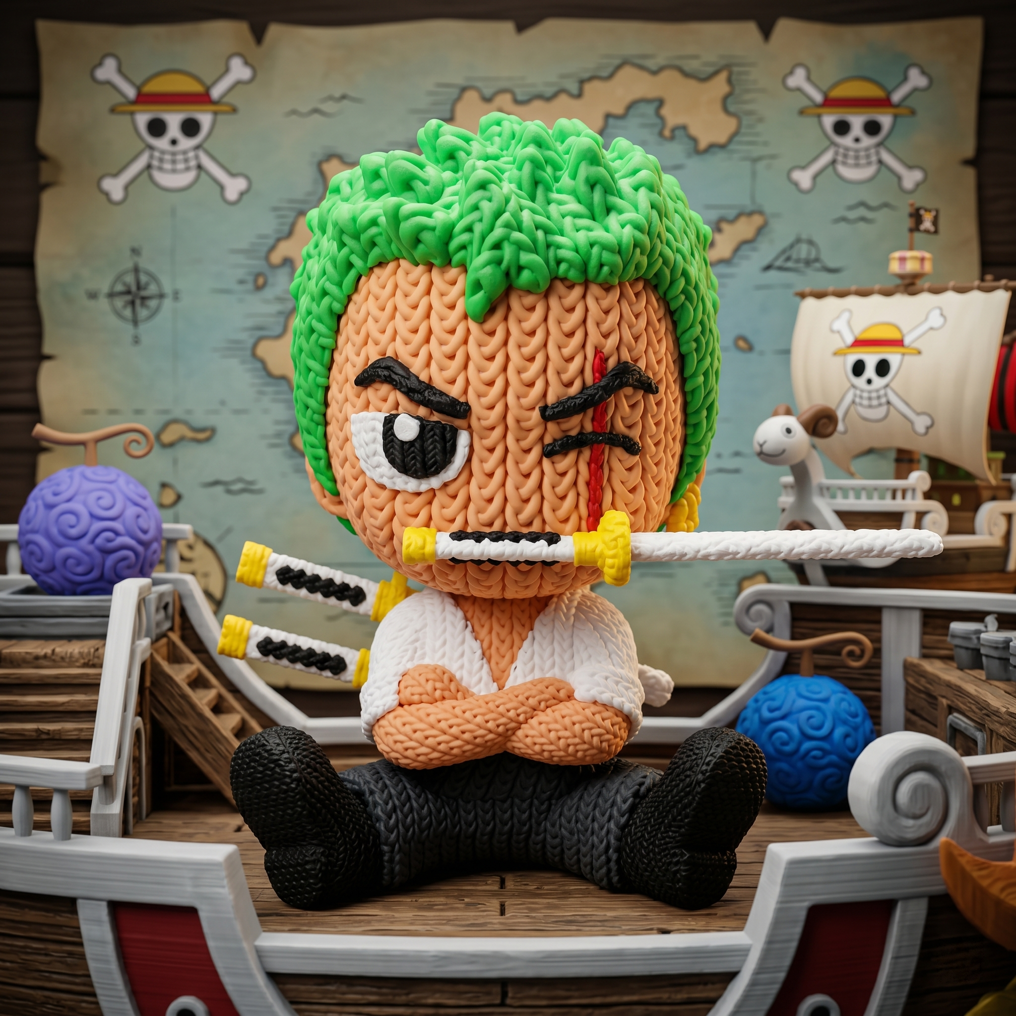 Roronoa Zoro - One Piece - Estilo crochet