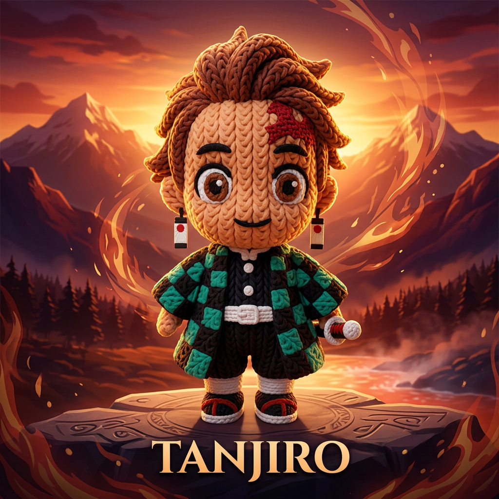 Tanjiro Kamado - Demon Slayer - Estilo crochet