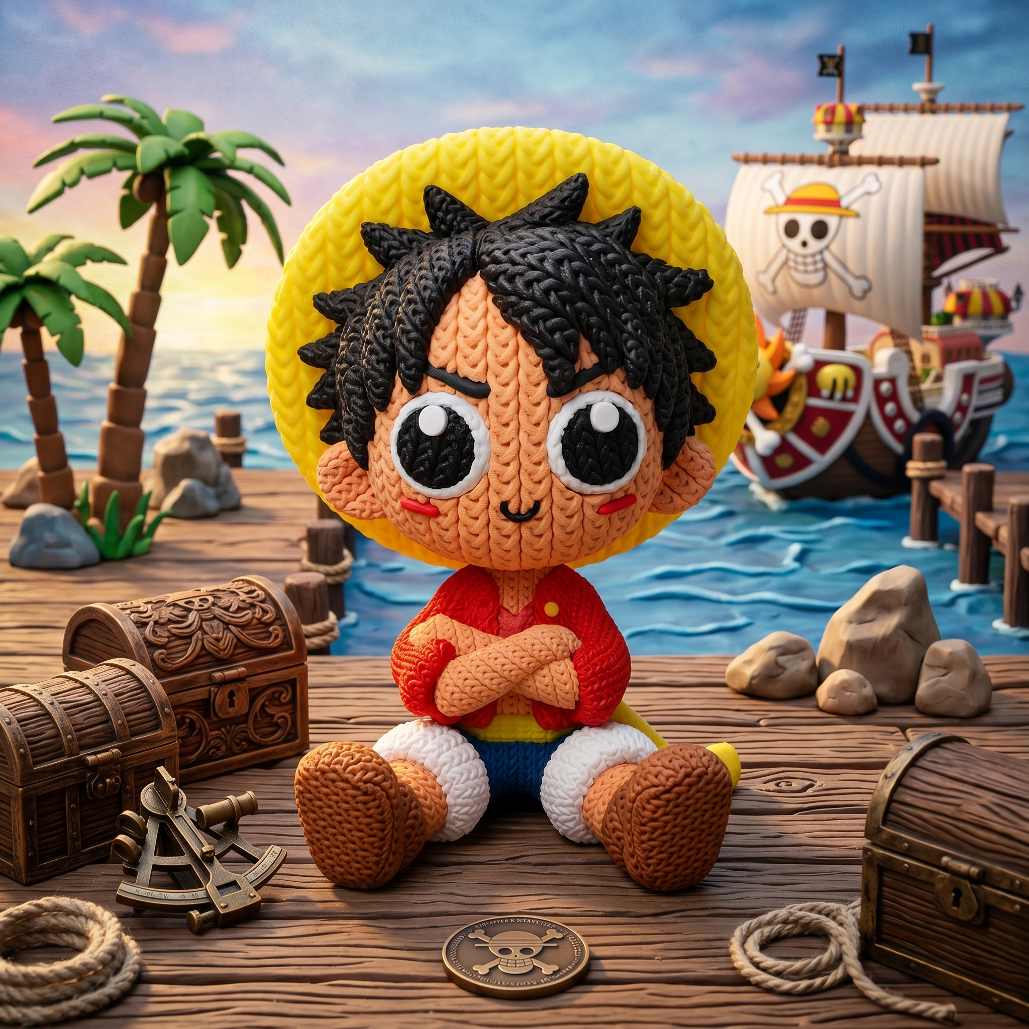 Monkey D. Luffy - One Piece - Estilo crochet
