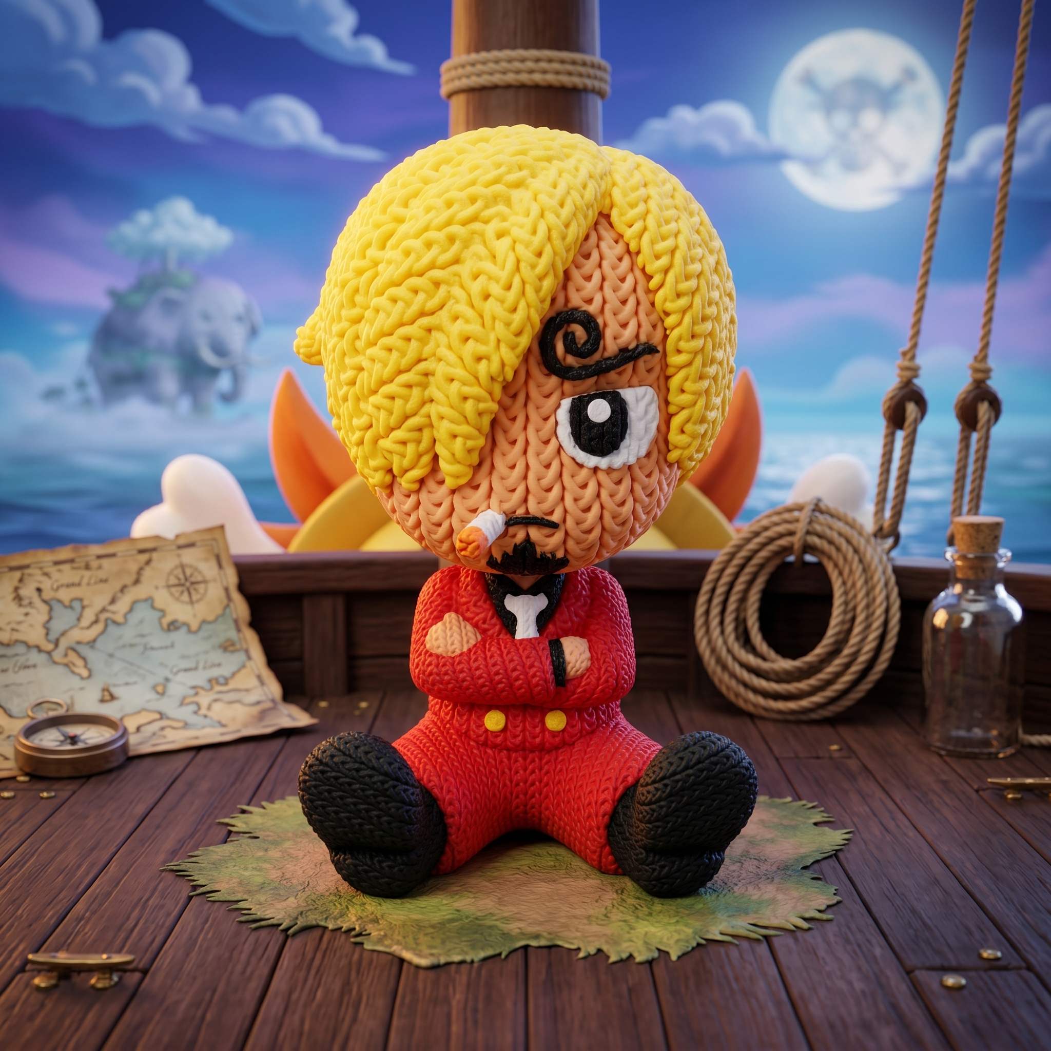 Sanji - One Piece - Estilo crochet